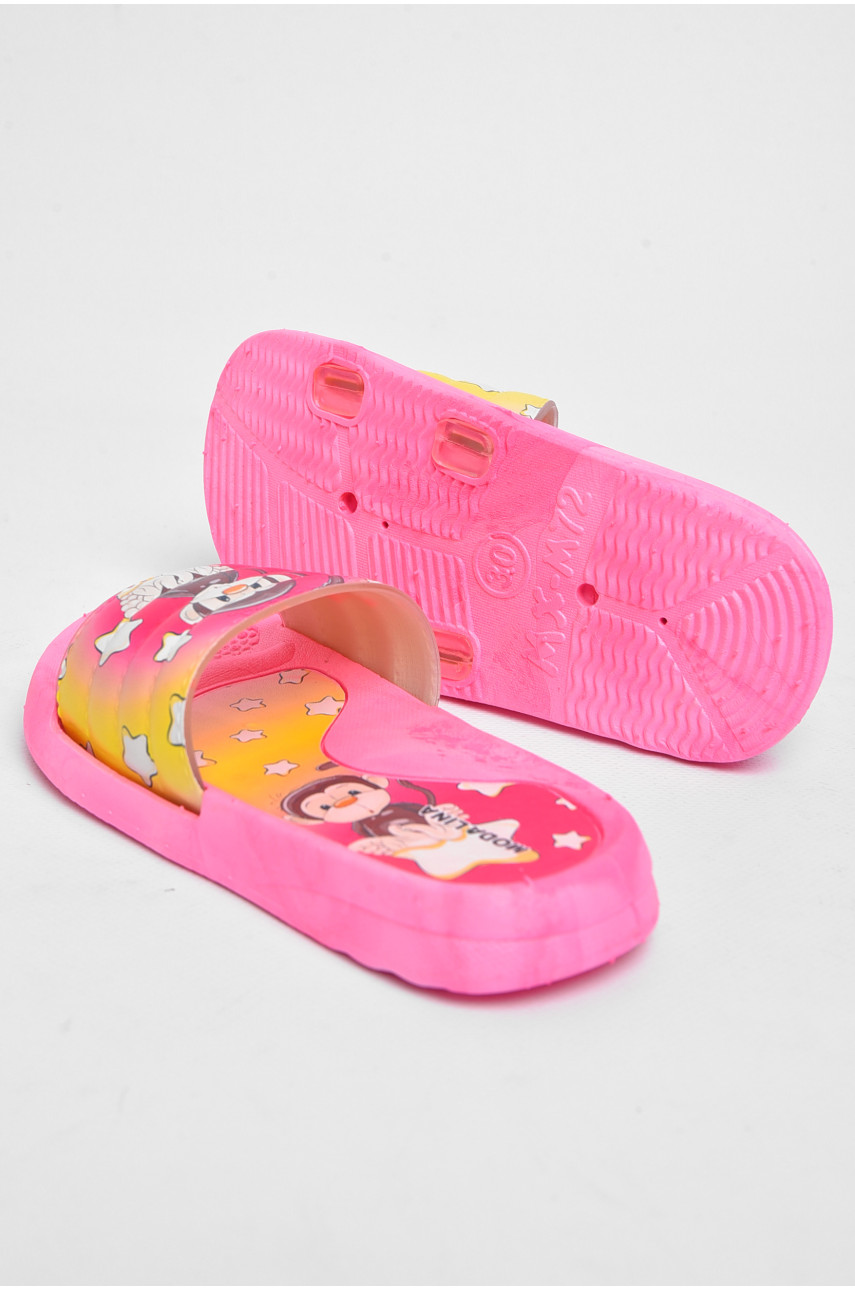 Шлепки детские резиновые розового цвета с рисунком 180515