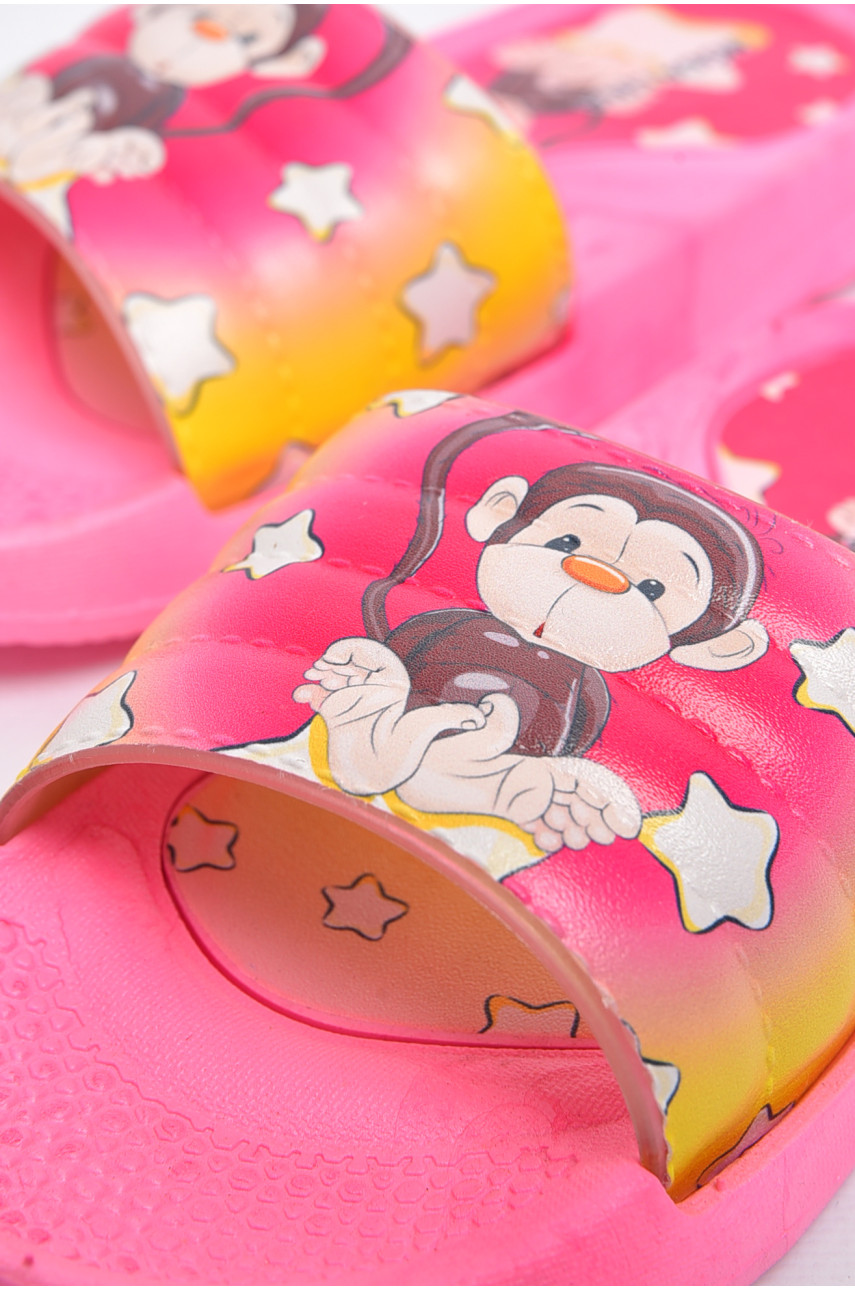 Шлепки детские резиновые розового цвета с рисунком 180515