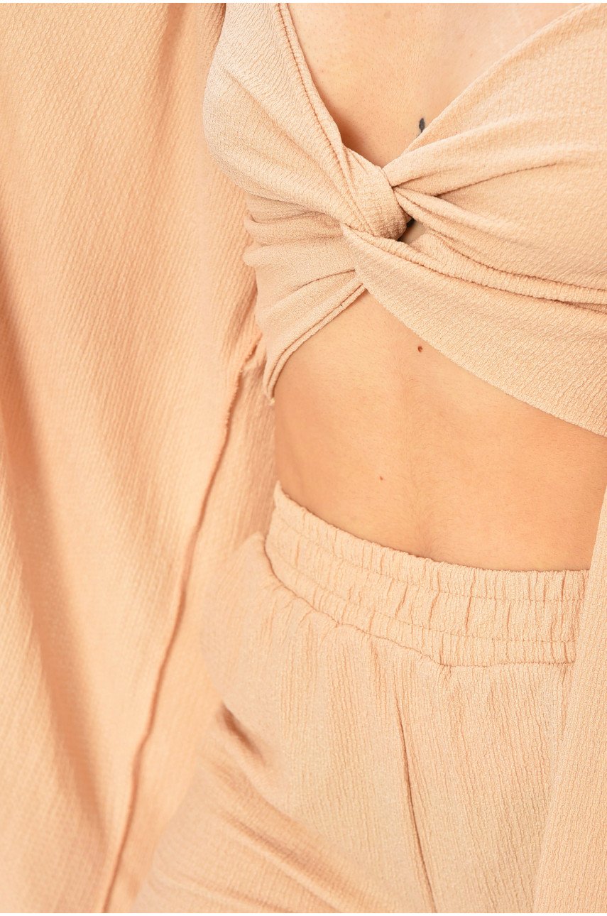 Костюм жіночий трійка бежевого кольору 2373 180604