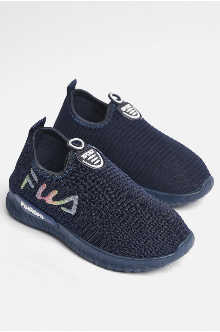 Кросівки дитячі темно-синього кольору на шнурівці текстиль 101-4 180610