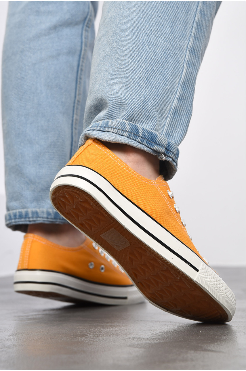 Мокасины женские желтого цвета на шнуровке 757-6 180628