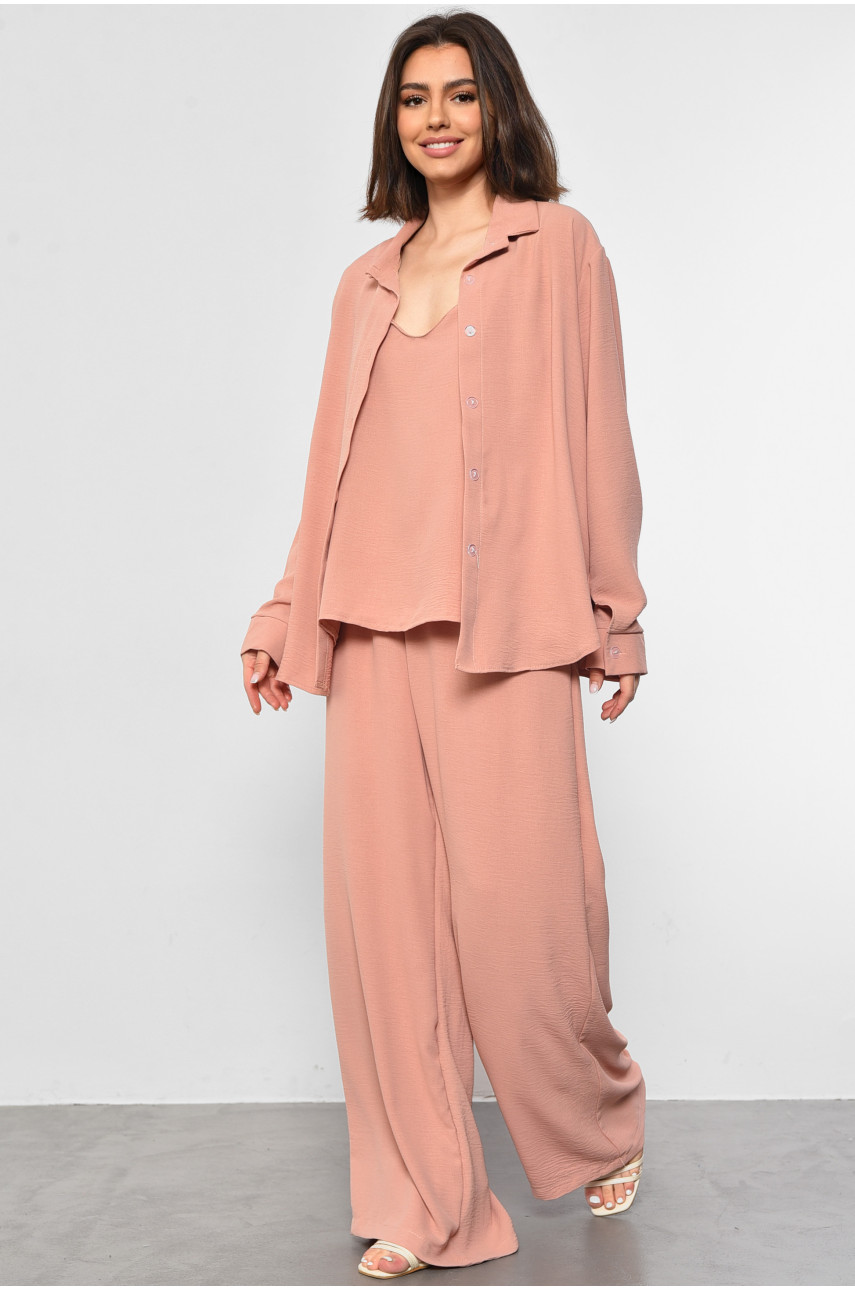 Костюм жіночий трійка пудрового кольору 2809 180636 Костюм жіночий трійка пудрового кольору 2809 180636