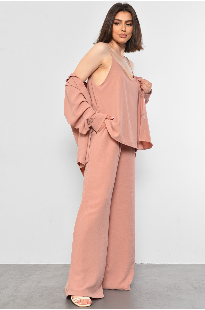 Костюм жіночий трійка пудрового кольору 2809 180636 Костюм жіночий трійка пудрового кольору 2809 180636