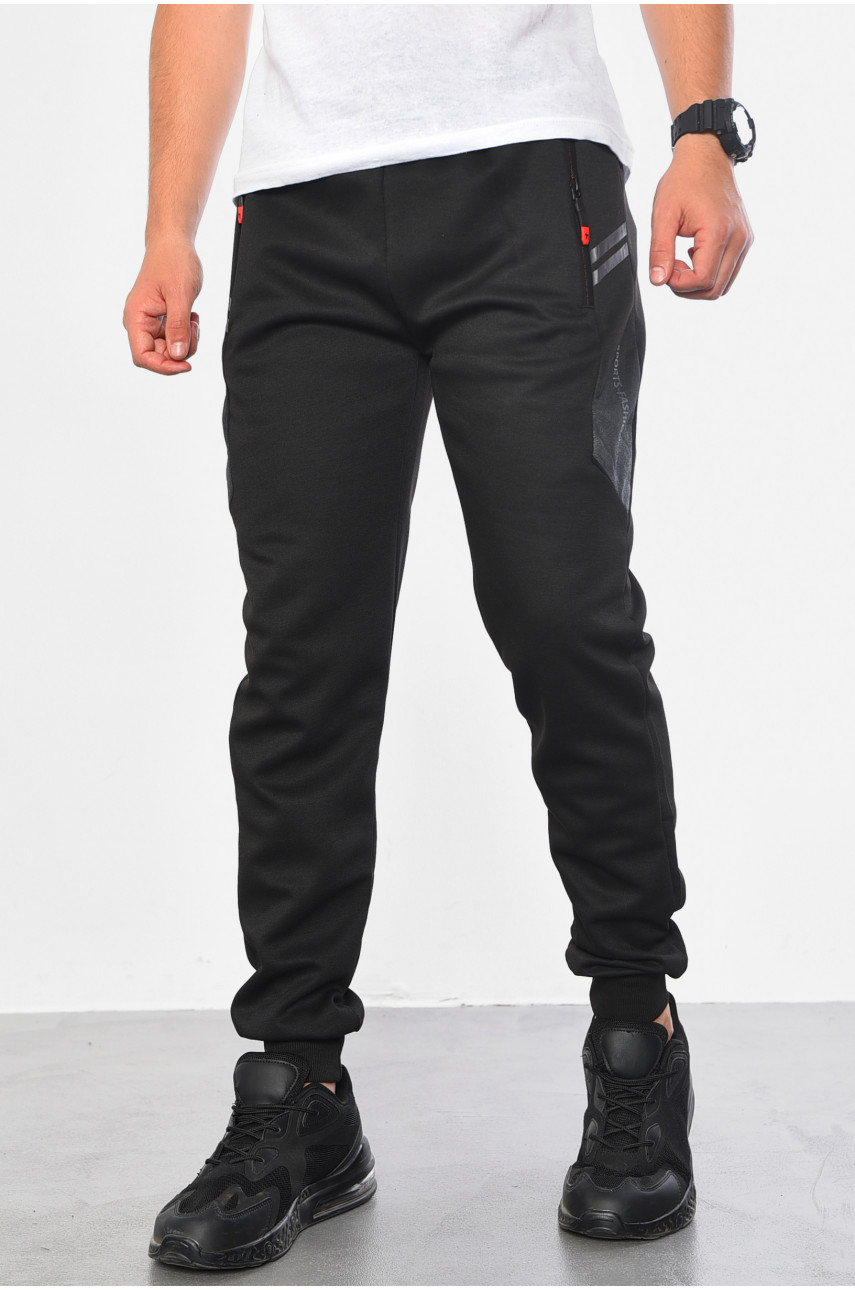 Спортивные штаны мужские черного цвета WK9616 180646 Спортивные штаны мужские черного цвета WK9616 180646
