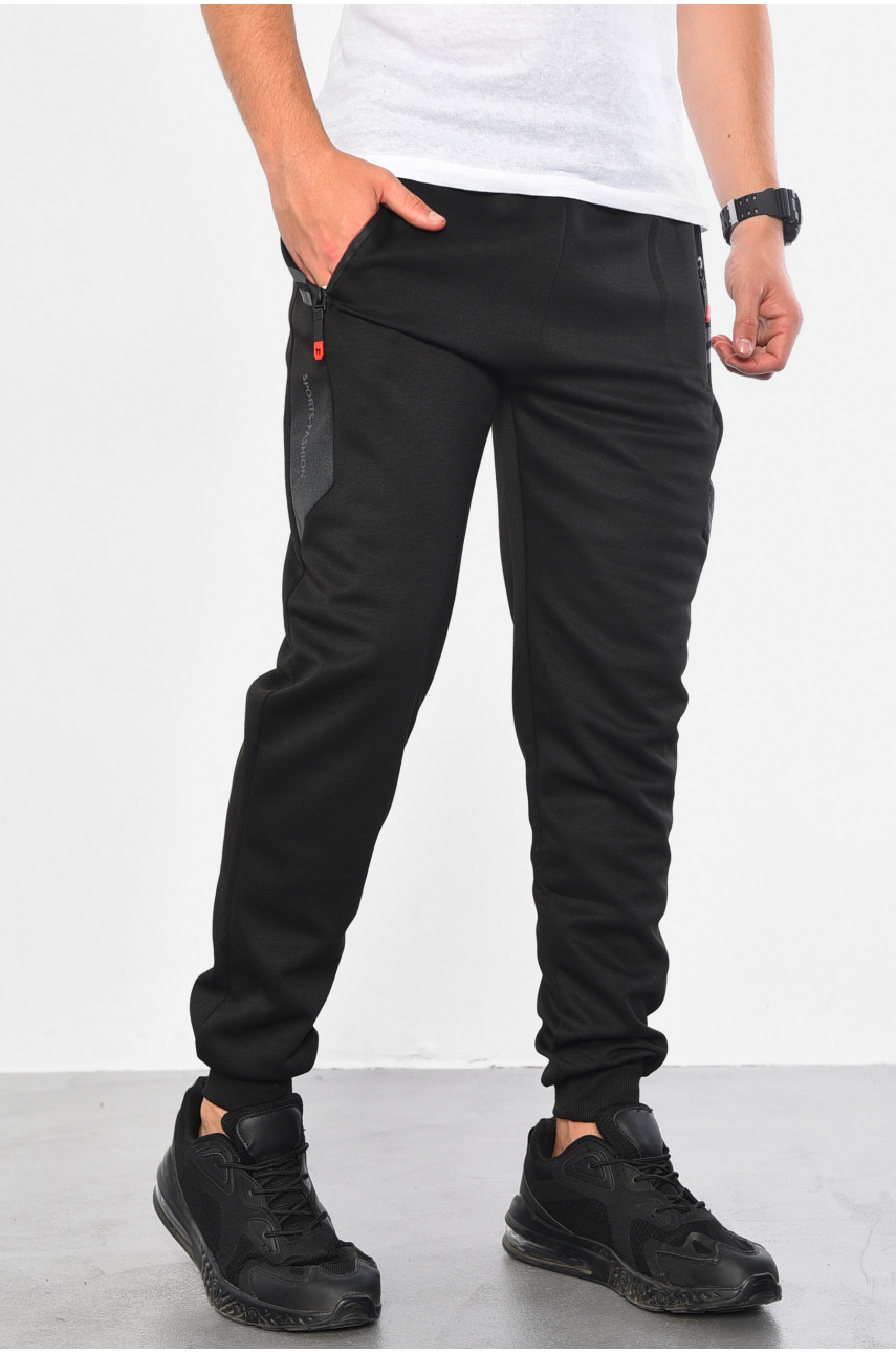 Спортивные штаны мужские черного цвета WK9616 180646 Спортивные штаны мужские черного цвета WK9616 180646