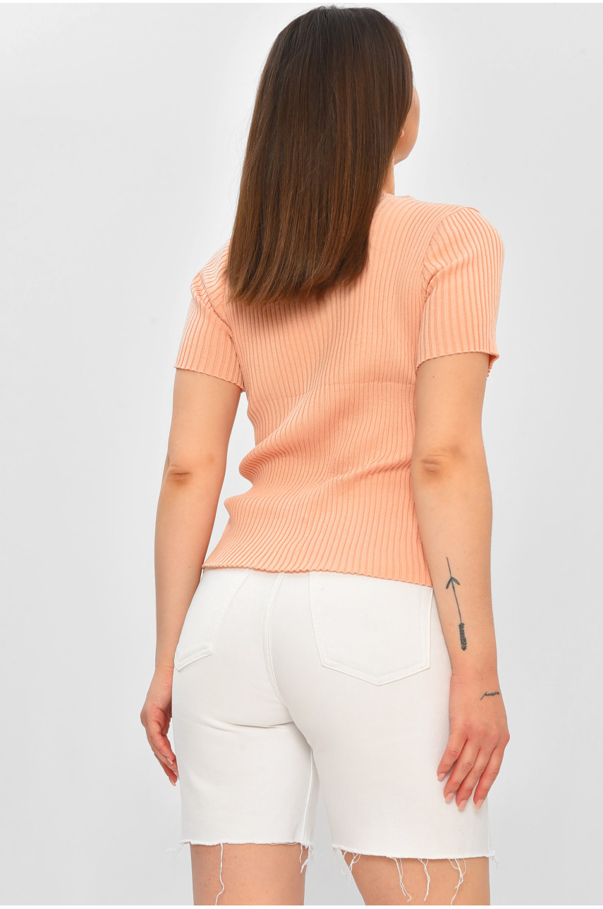 Футболка жіноча трикотажна персикового кольору 82108 180737 Футболка жіноча трикотажна персикового кольору 82108 180737