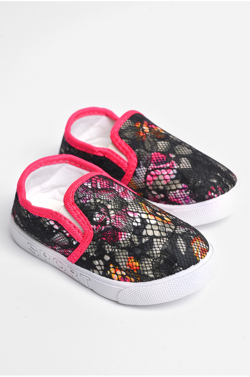 Мокасины детские черно-красного цвета с узором 225 180770