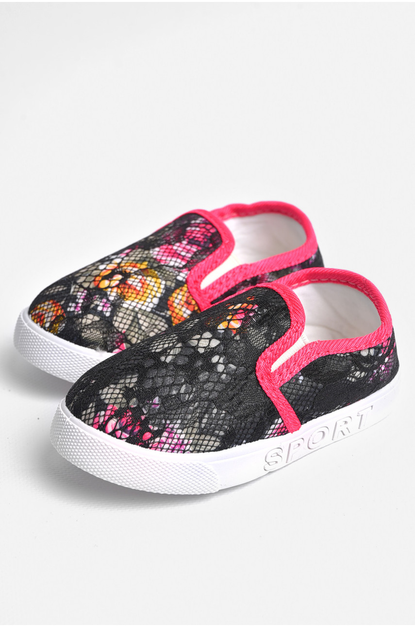 Мокасины детские черно-красного цвета с узором 225 180770