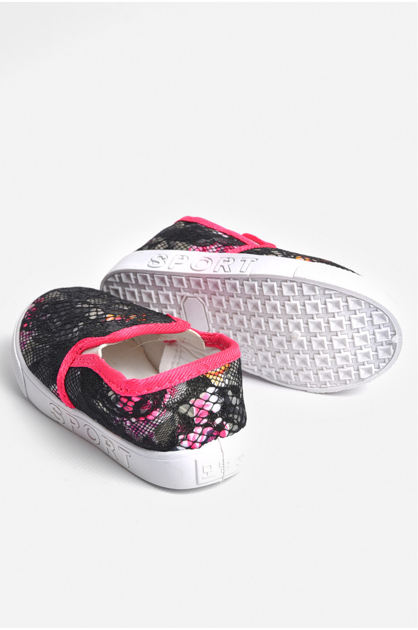 Мокасины детские черно-красного цвета с узором 225 180770