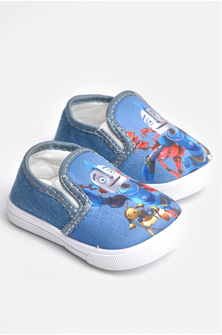 Мокасины детские синего цвета без застежки 225 180774