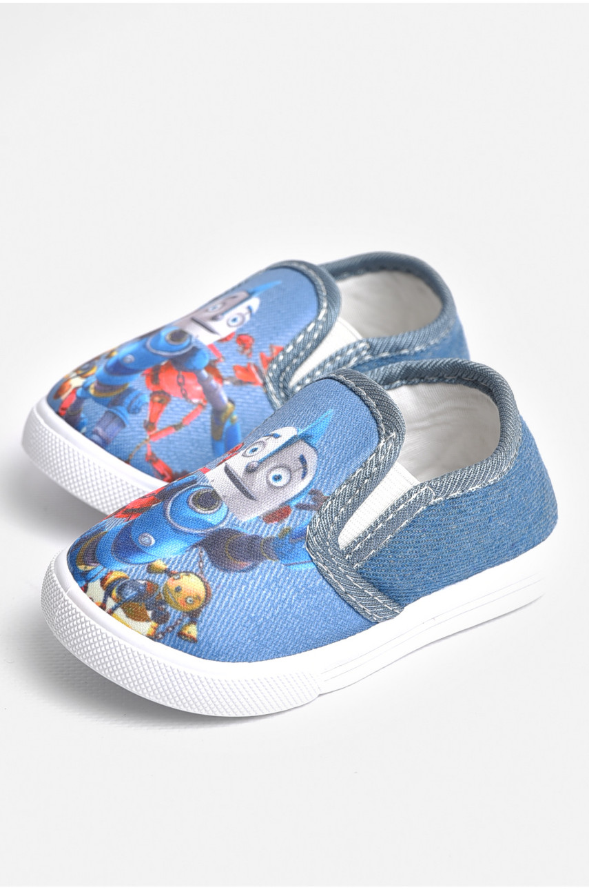 Мокасины детские синего цвета без застежки 225 180774