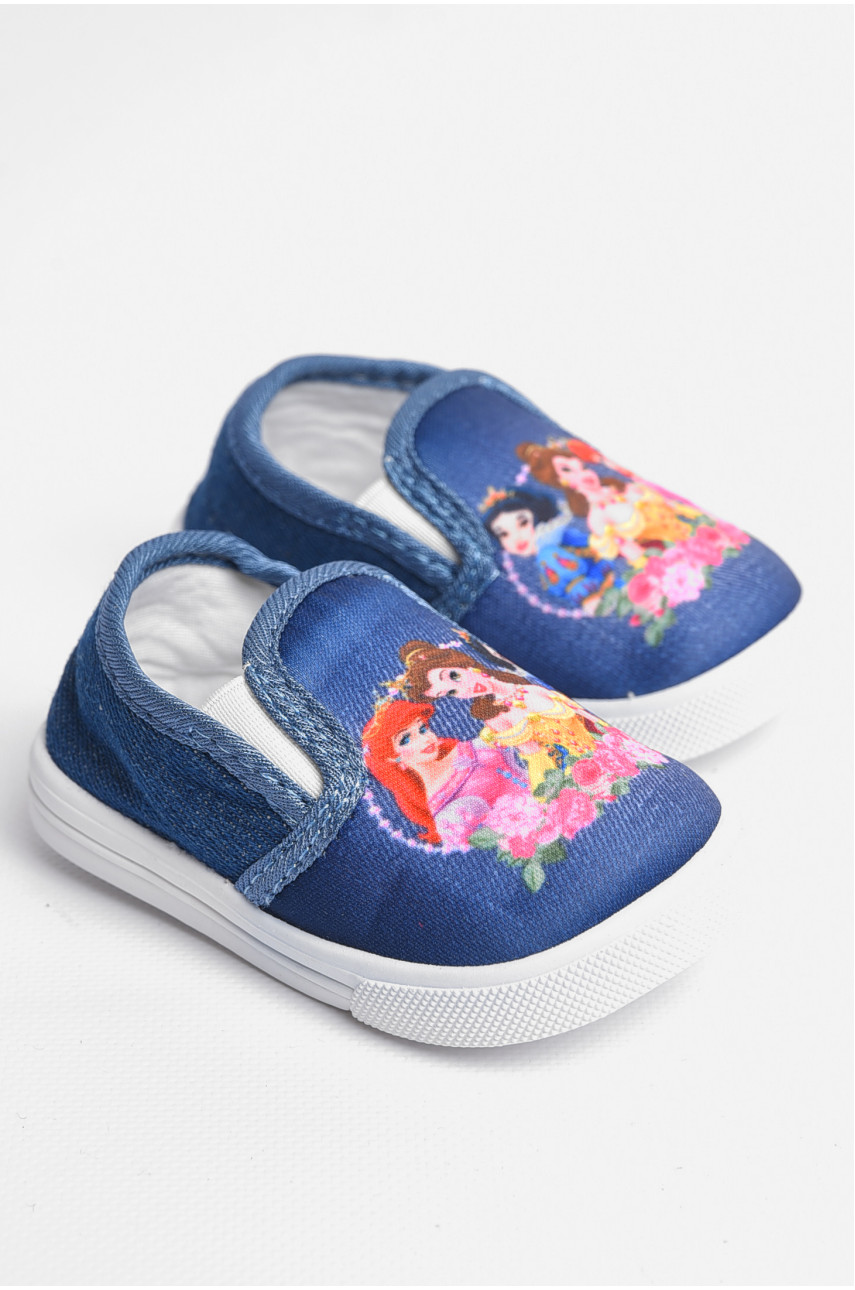 Мокасины детские синего цвета без застежки 225 180775