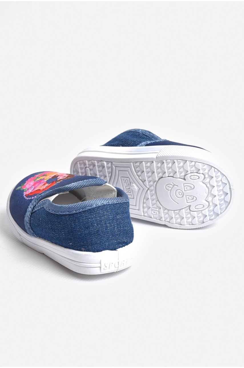 Мокасины детские синего цвета без застежки 225 180775 Мокасины детские синего цвета без застежки 225 180775