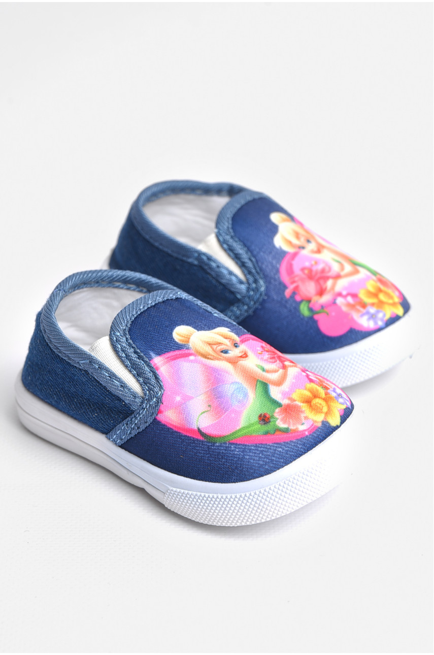 Мокасины детские синего цвета без застежки 225 180776