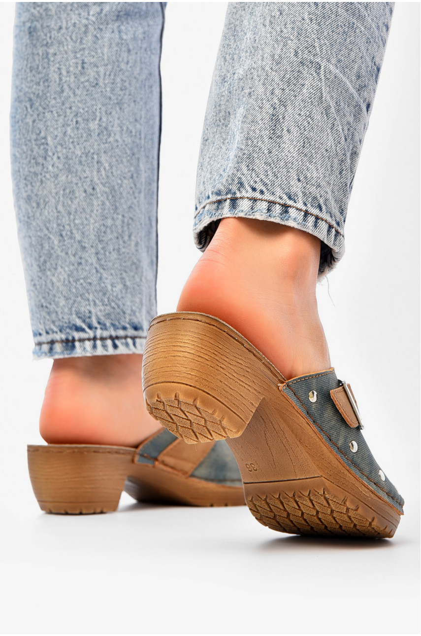 Шлепки женские синего цвета BL-2T 180801