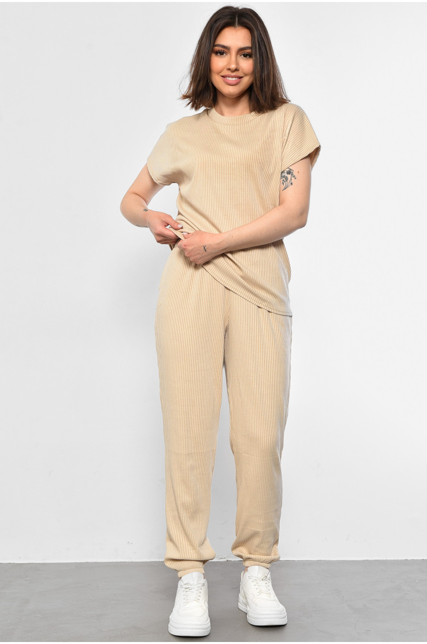 Костюм женский тройка бежевого цвета 1455 180822 Костюм женский тройка бежевого цвета 1455 180822