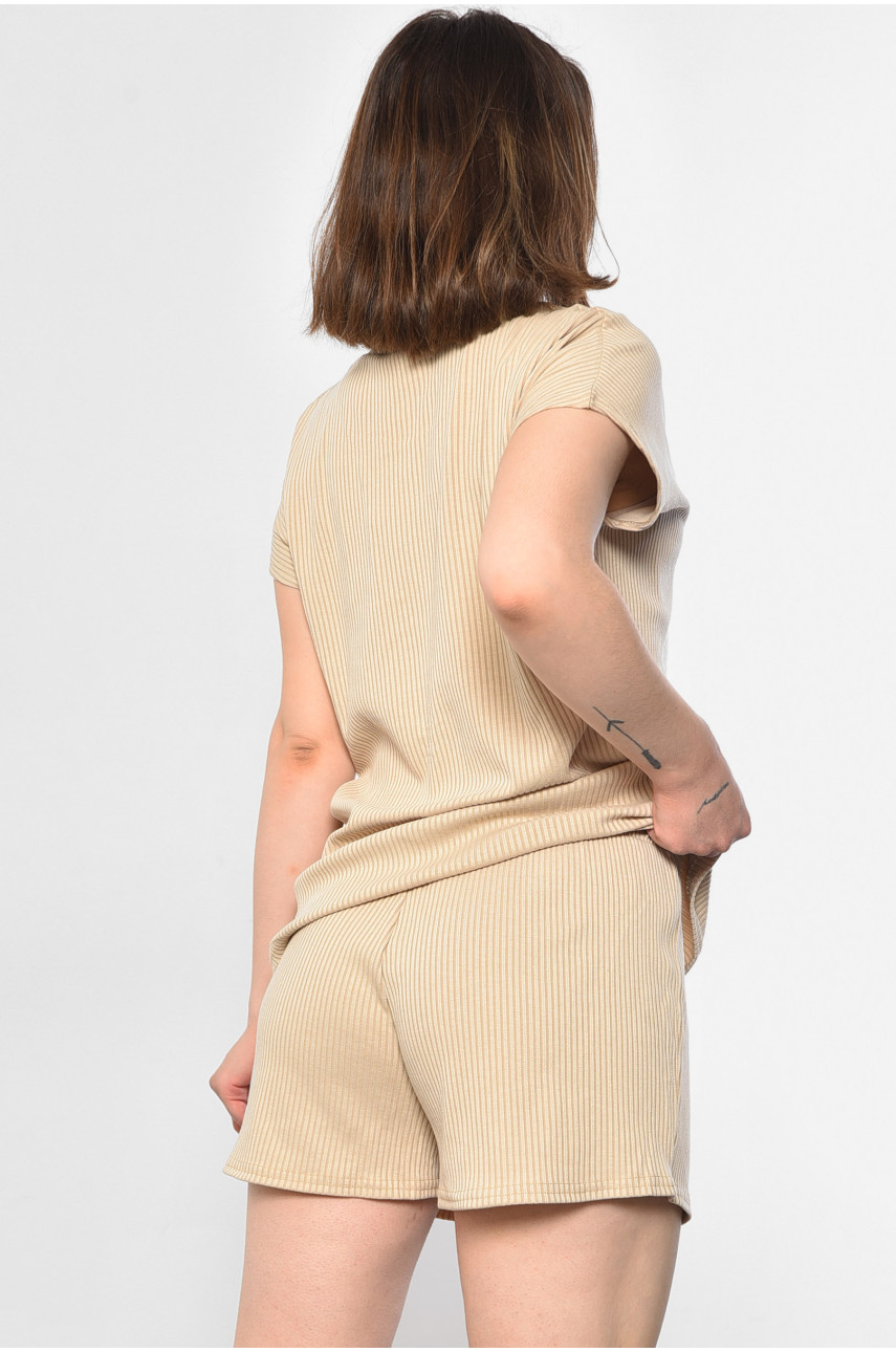 Костюм женский тройка бежевого цвета 1455 180822 Костюм женский тройка бежевого цвета 1455 180822