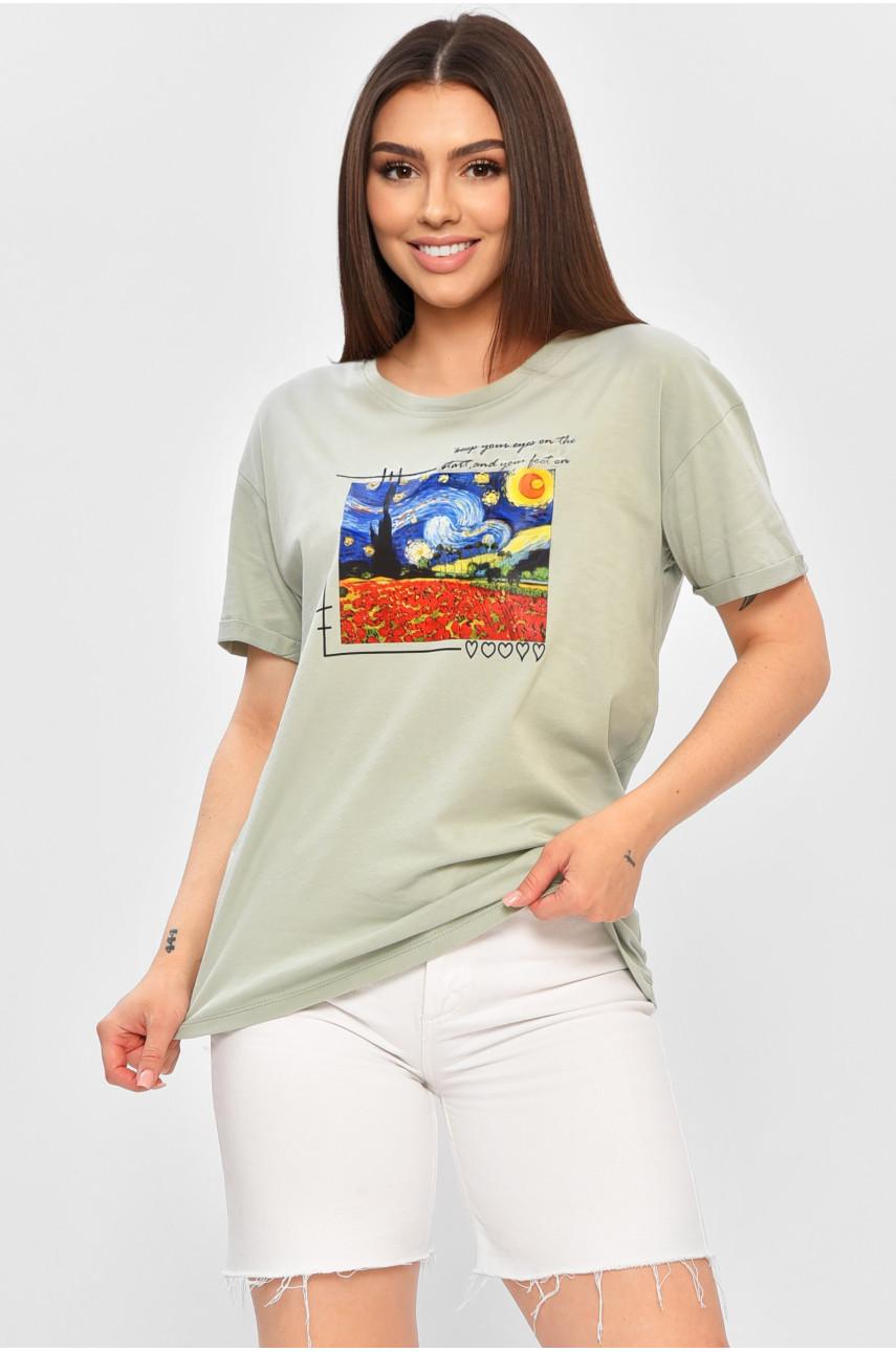 Футболка жіноча м'ятного кольору 914 180827