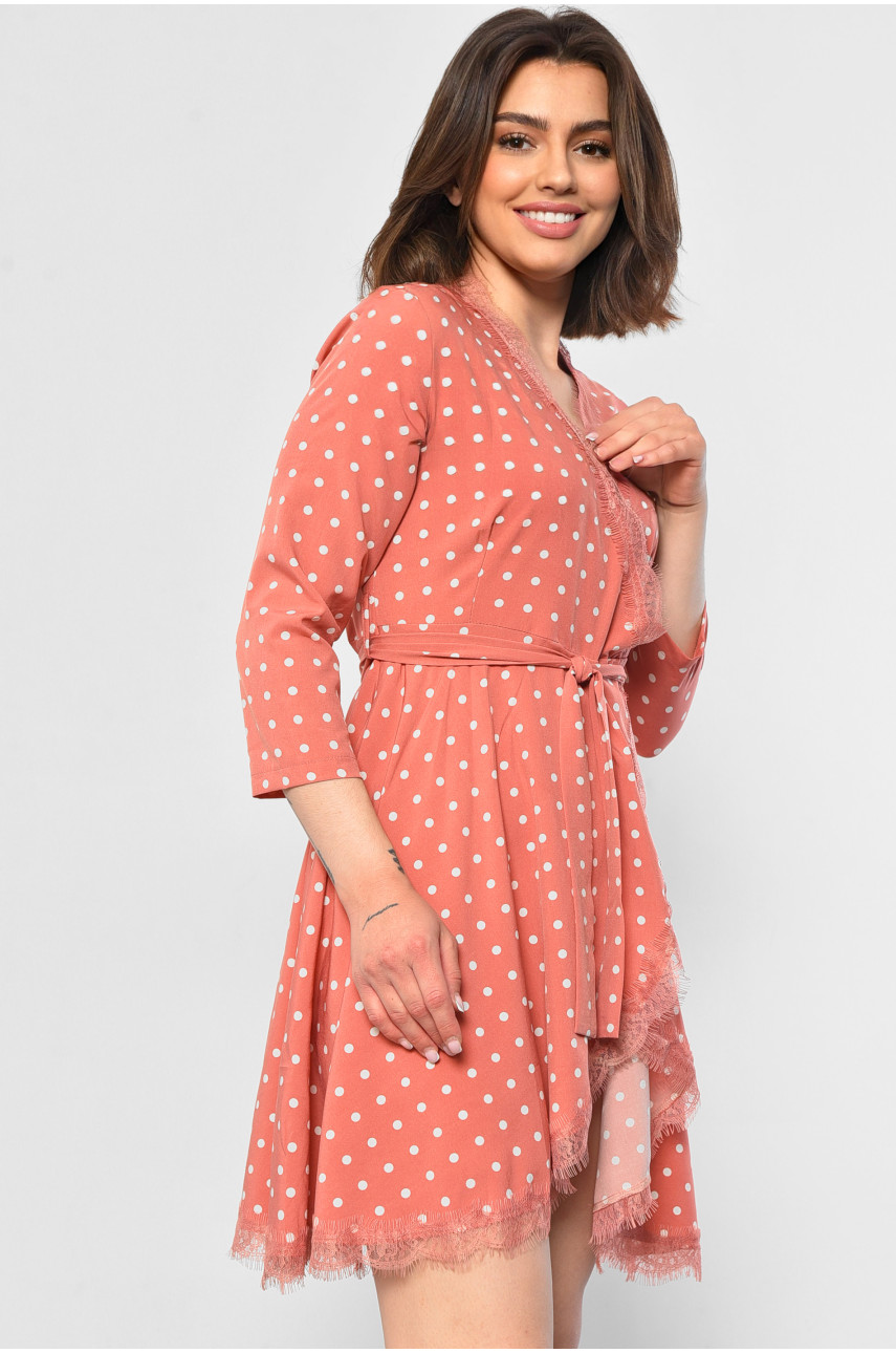 Сукня жіноча в горох рожевого кольору 8905 180835