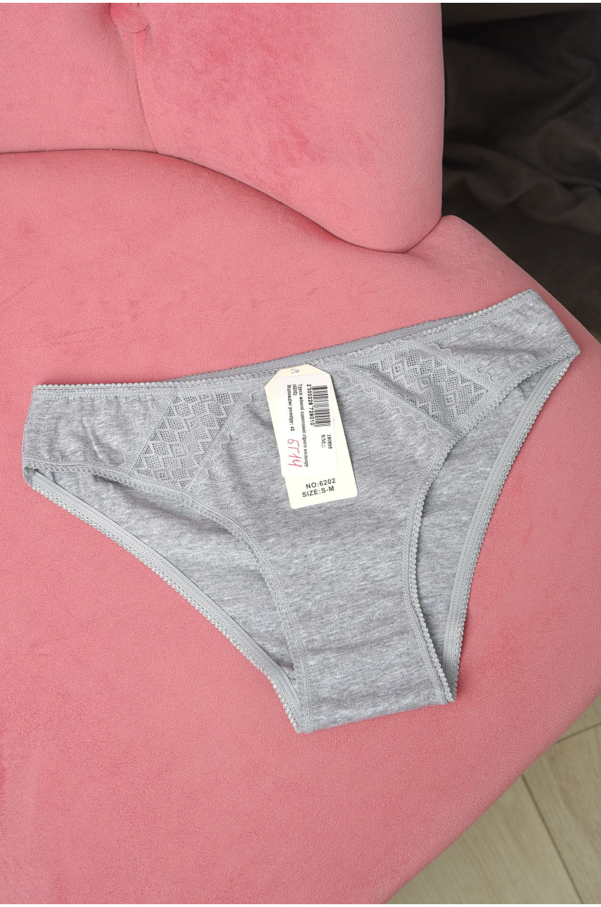 Труси жіночі однотонні сiрого кольору 6202 180895 Труси жіночі однотонні сiрого кольору 6202 180895