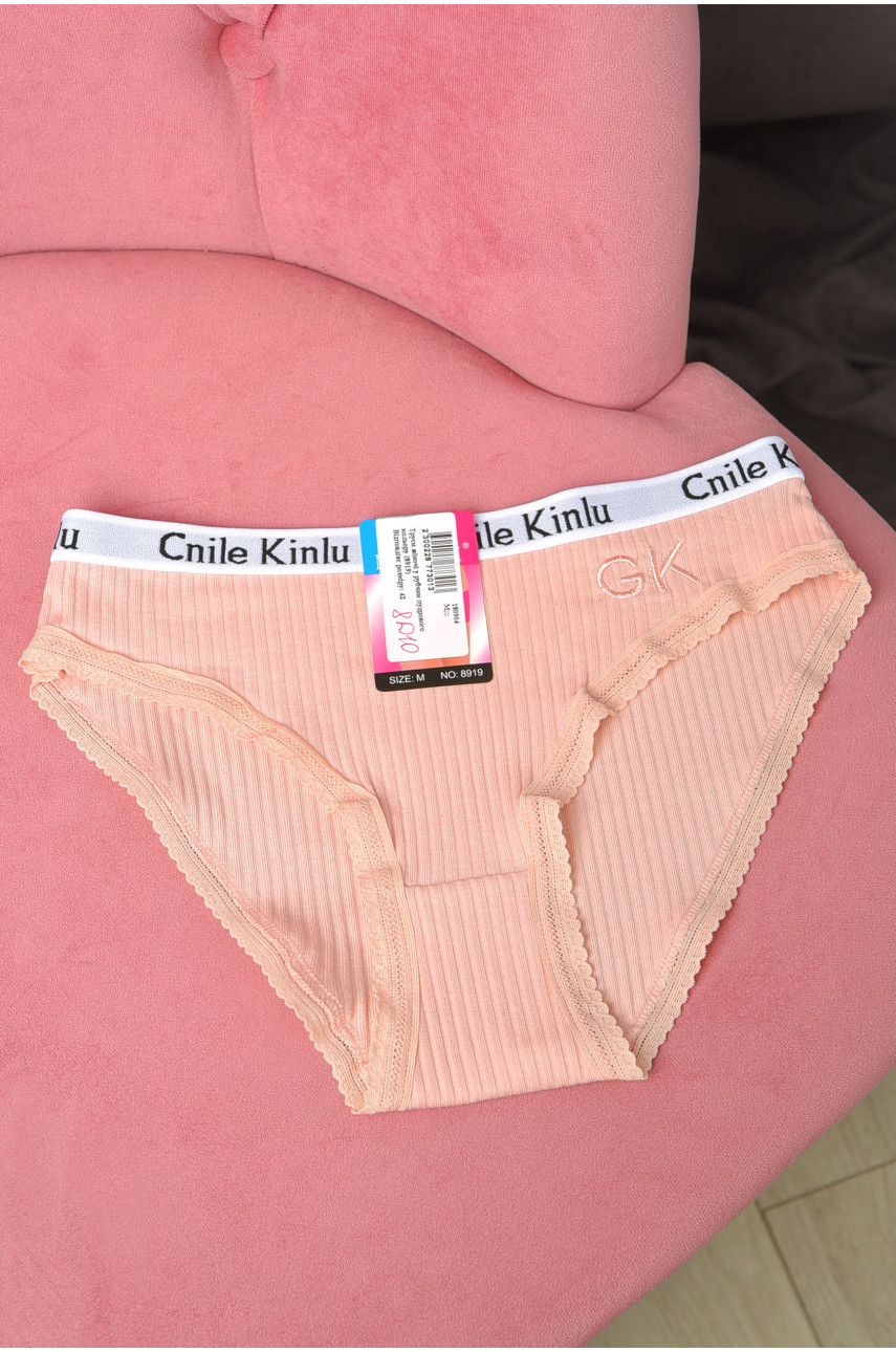 Трусы женские в рубчик пудрового цвета 8919 180904 Трусы женские в рубчик пудрового цвета 8919 180904