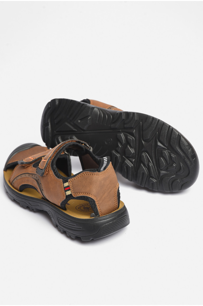 Сандалі чоловічі темно-бежевого кольору на ліпучці А555-7 180918 Сандалі чоловічі темно-бежевого кольору на ліпучці А555-7 180918