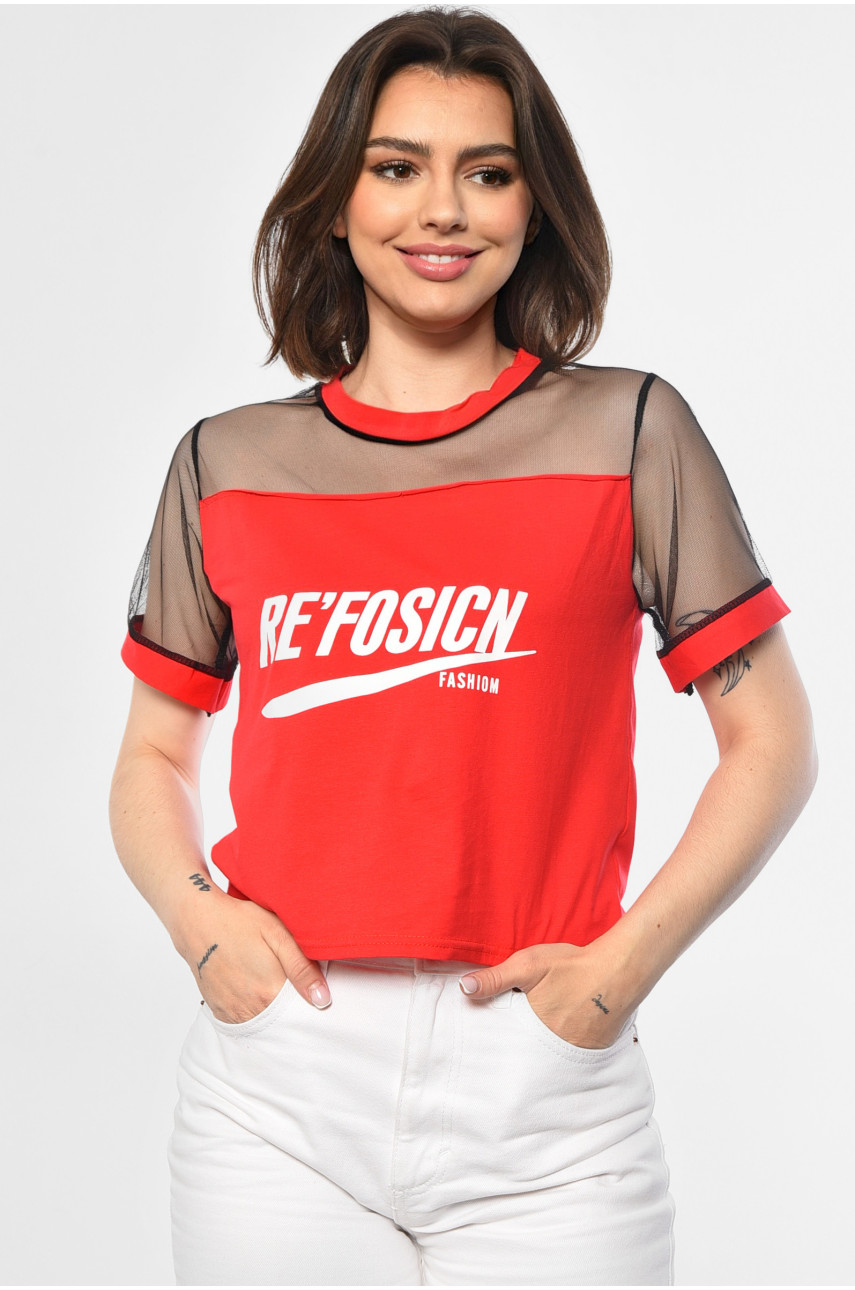 Футболка жіноча червоного кольору 181000