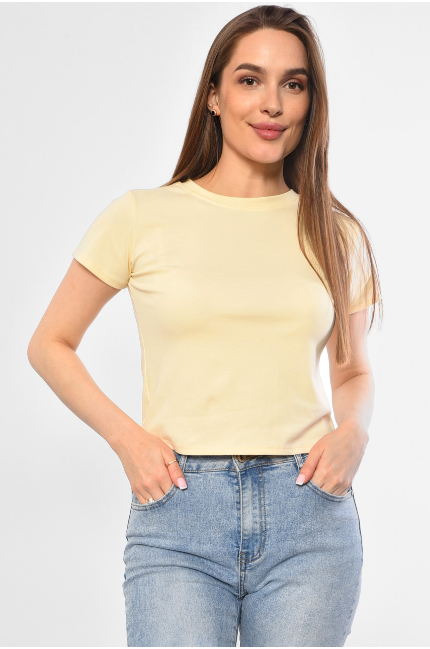 Футболка женская молочного цвета 6037 181012 Футболка женская молочного цвета 6037 181012