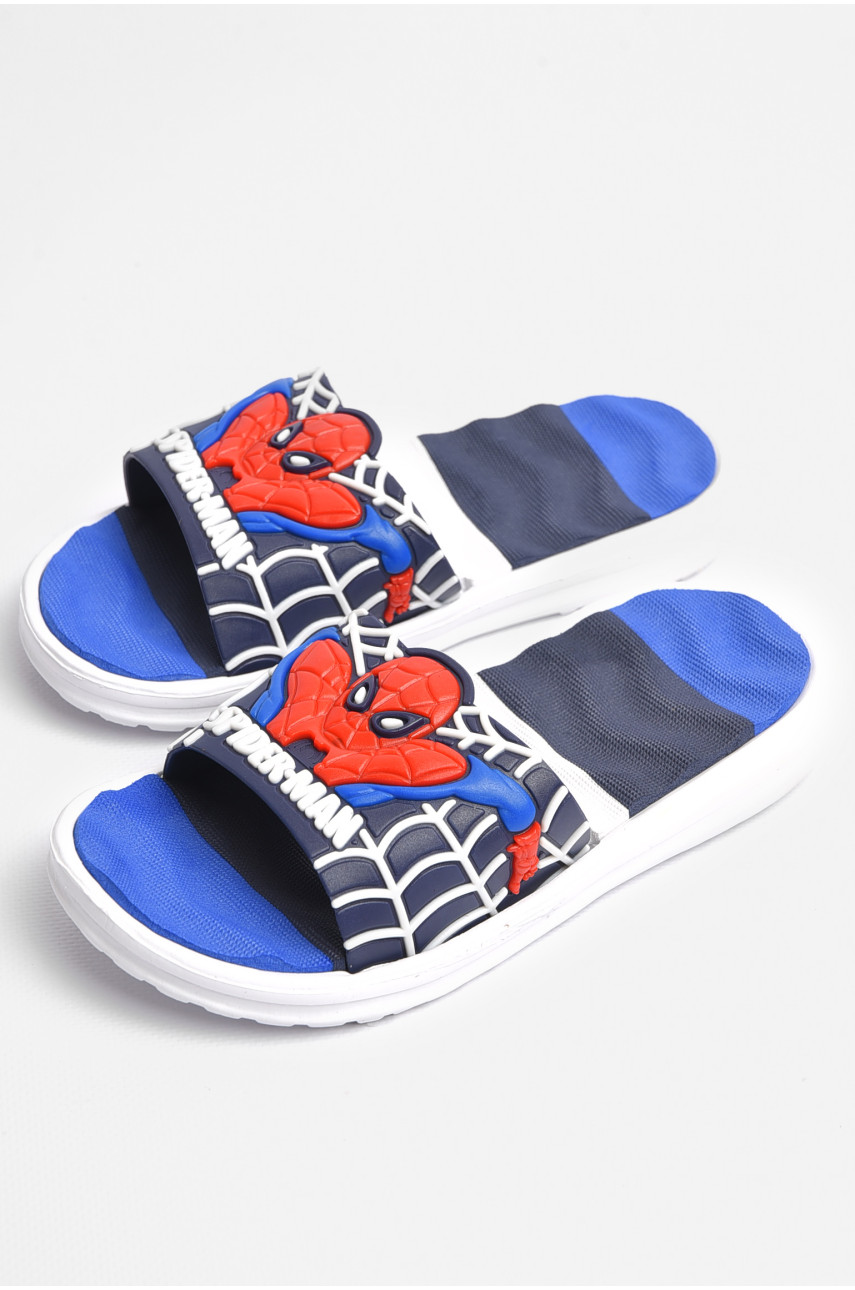 Шлепки детские для мальчика темно-синего цвета с человеком пауком 8296-34 181116