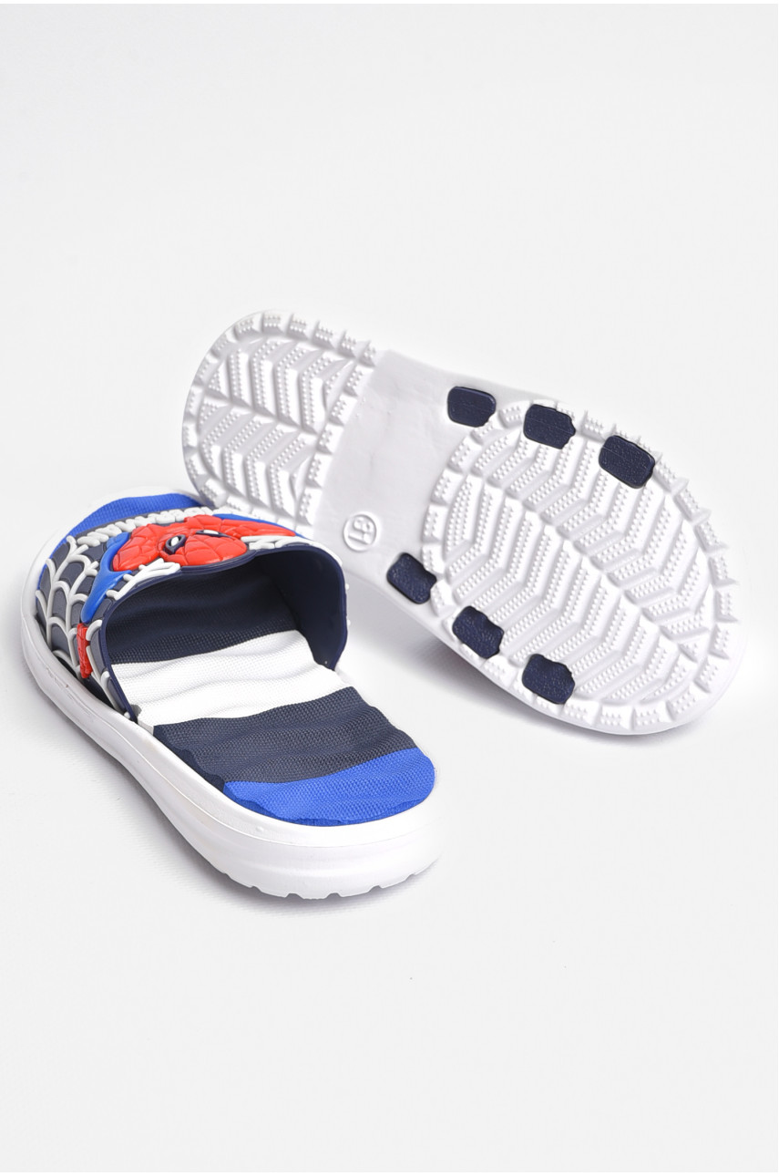 Шльопанці дитячі для хлопчика темно-синього кольору з людиною-павуком 8296-34 181116