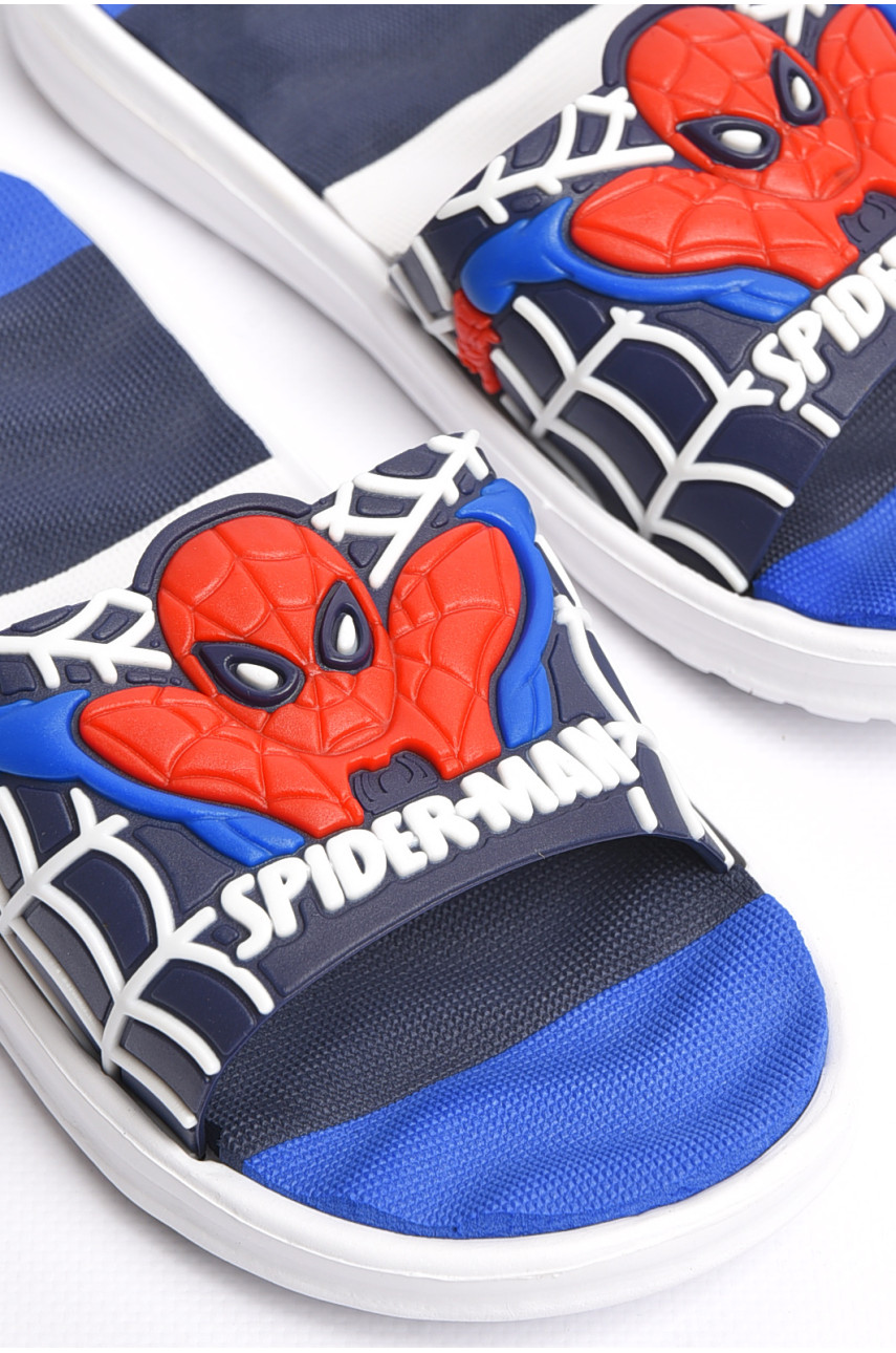 Шльопанці дитячі для хлопчика темно-синього кольору з людиною-павуком 8296-34 181116