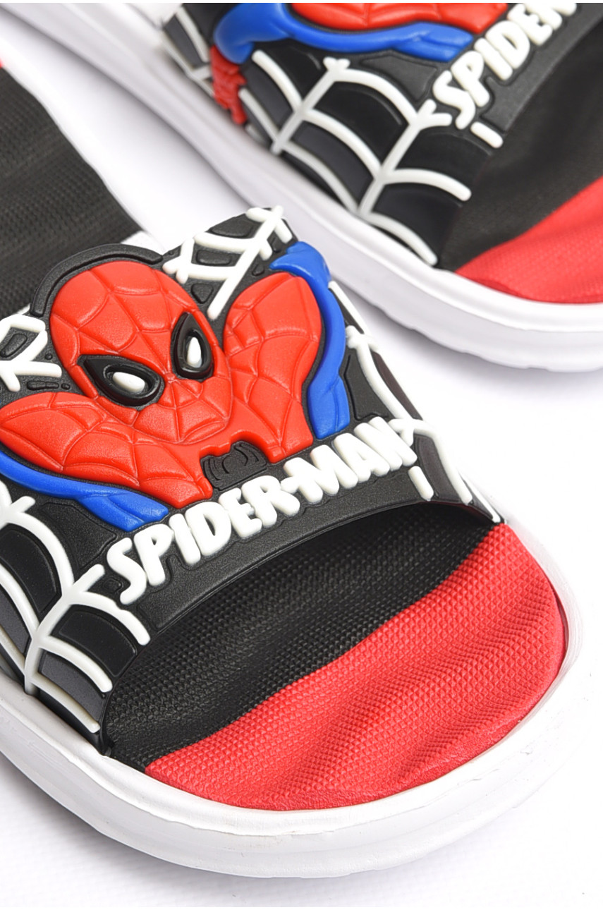 Шльопанці дитячі для хлопчика чорного кольору з людиною-павуком 8296-34 181119