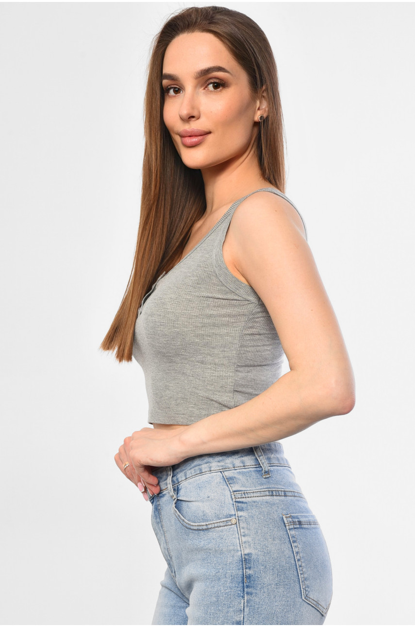 Майка-топ женская серого цвета 196-1 181132 Майка-топ женская серого цвета 196-1 181132