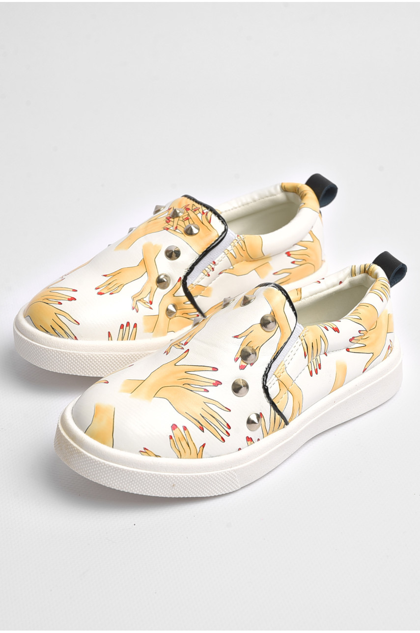 Мокасини дитячі для дівчинки білого кольору з принтом 502-1 181196