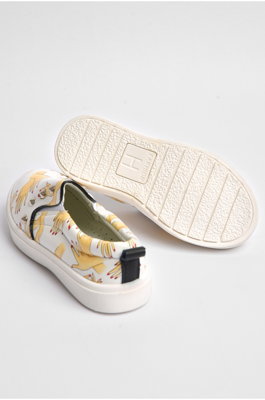 Мокасини дитячі для дівчинки білого кольору з принтом 502-1 181196