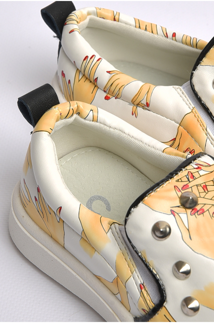 Мокасини дитячі для дівчинки білого кольору з принтом 502-1 181196