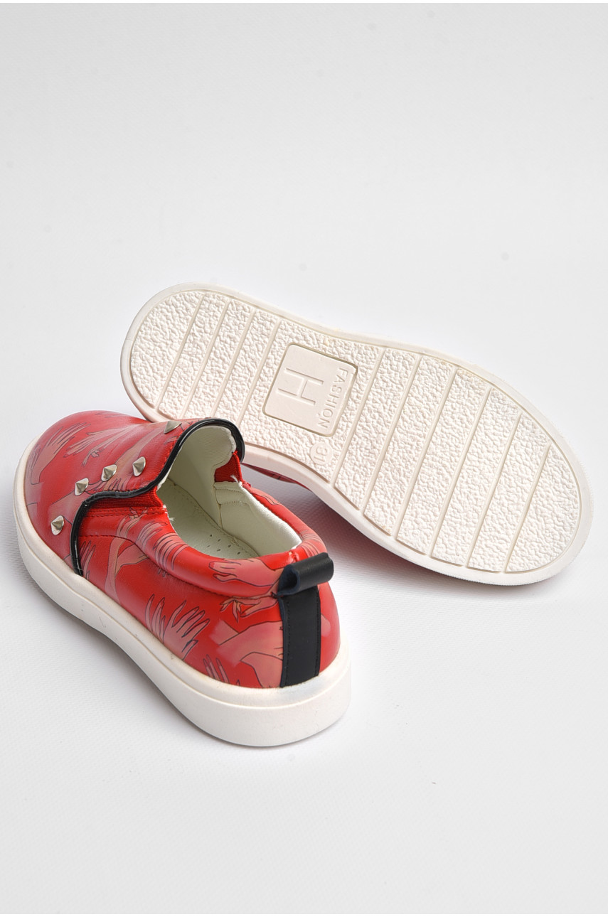 Мокасини дитячі для дівчинки червоного кольору з принтом 507-3 181199