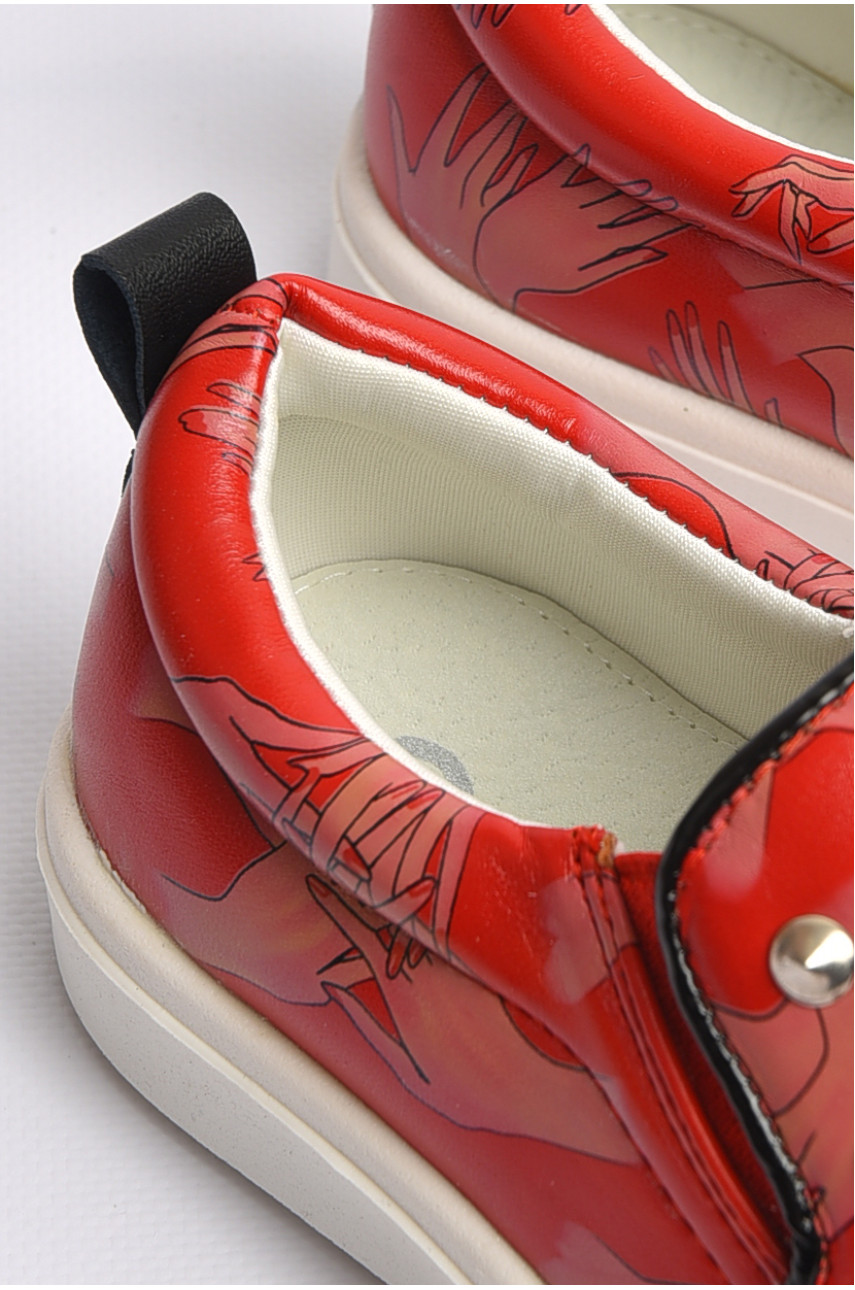 Мокасини дитячі для дівчинки червоного кольору з принтом 507-3 181199