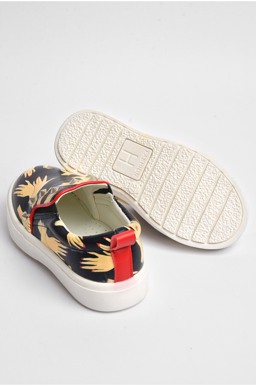 Мокасини дитячі для дівчинки чорного кольору з принтом 507-2 181200