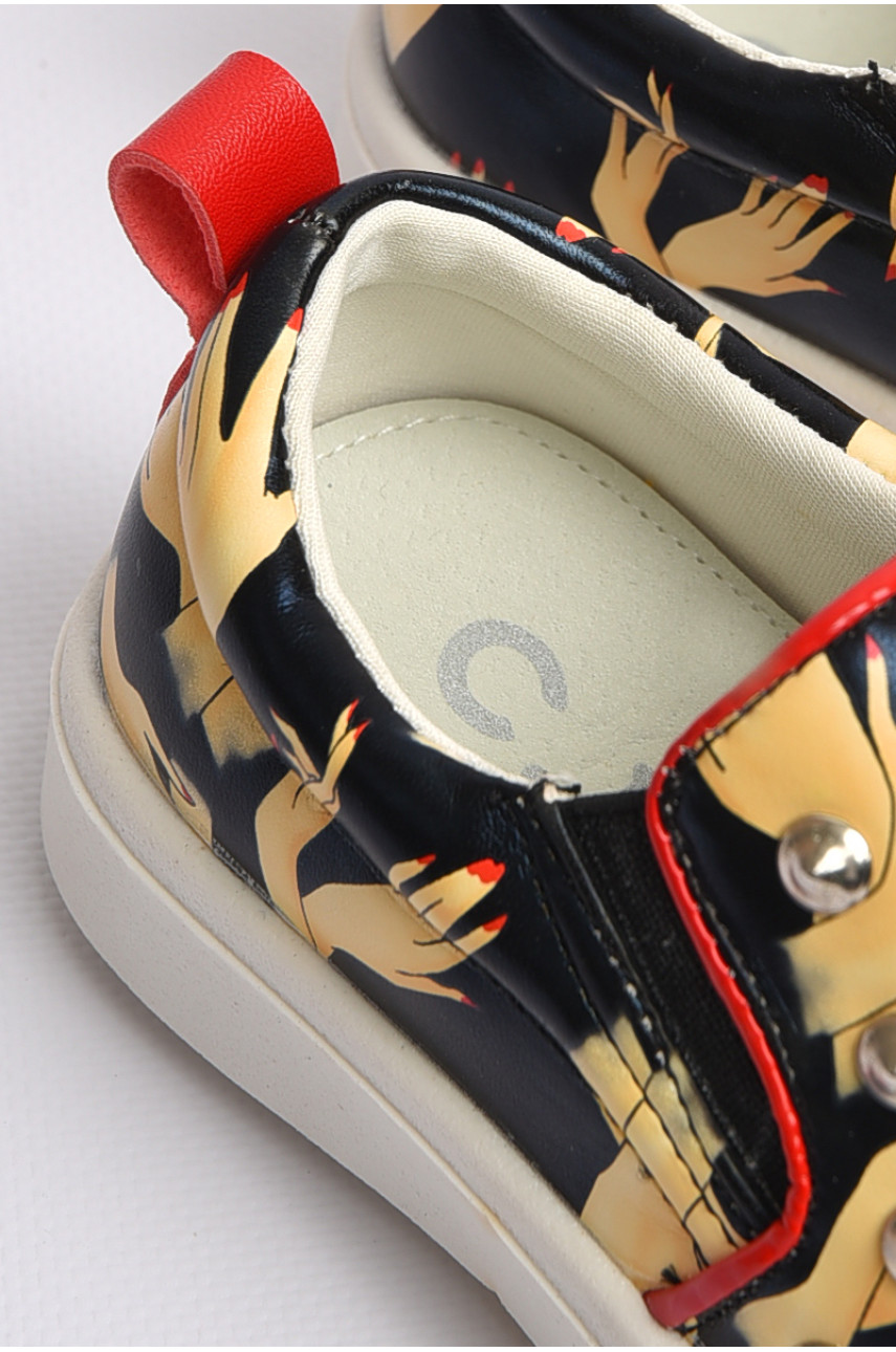 Мокасини дитячі для дівчинки чорного кольору з принтом 507-2 181200