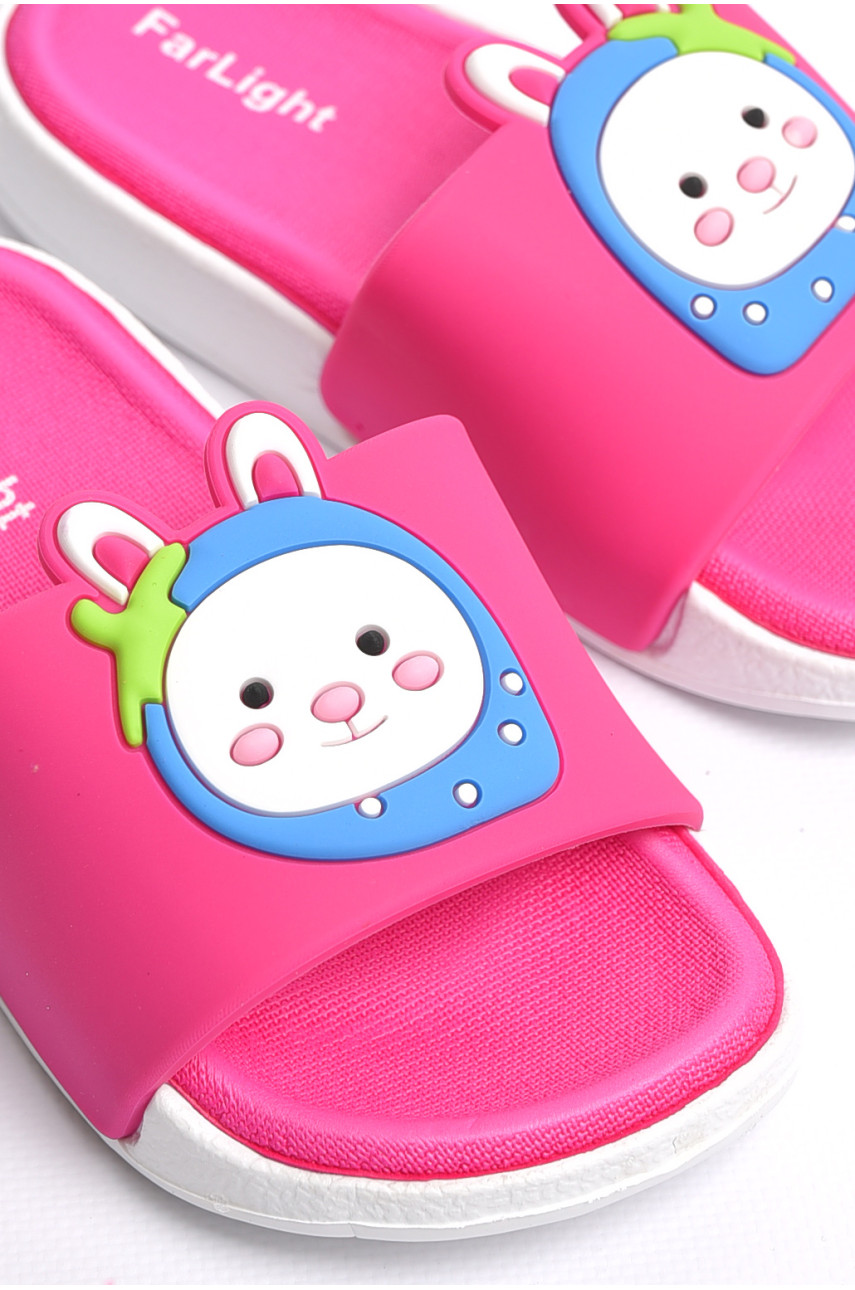 Шлепки детские темно-розового цвета с рисунком 9003-15 181217