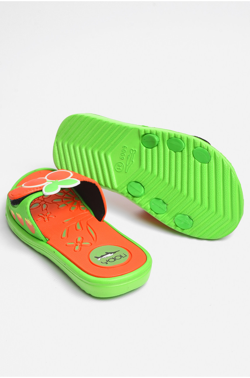 Шльопанці дитячі для дівчинки зеленого кольоу з вишнею 6009-17а 181246