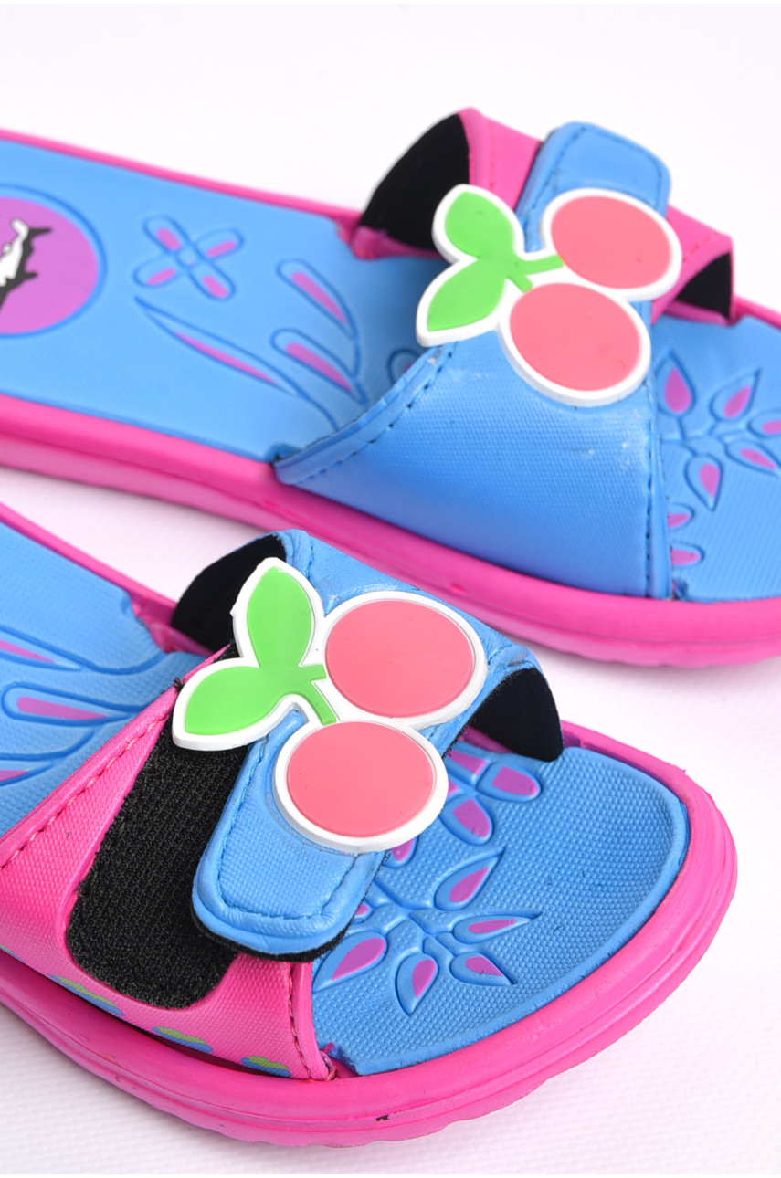 Шльопанці дитячі для дівчинки рожевого кольоу з вишнею 6009-17а 181247