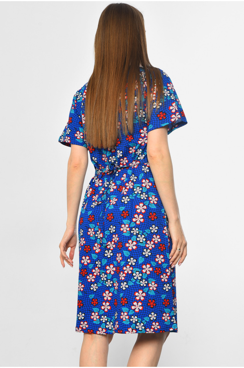 Халат жіночий напівбатальний з принтом синього кольору 3050 181257 Халат жіночий напівбатальний з принтом синього кольору 3050 181257