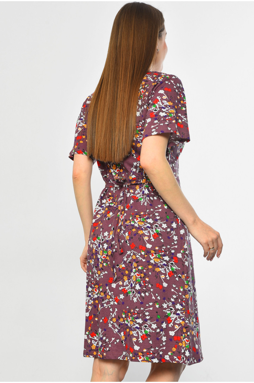 Халат женский полубатальный с принтом цвета мокко 3060 181275 Халат женский полубатальный с принтом цвета мокко 3060 181275