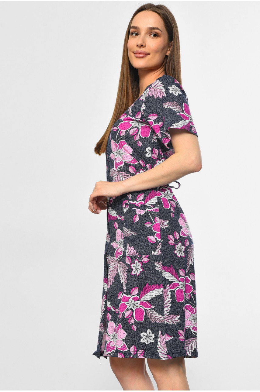 Халат жіночий напівбатальний з принтом бузкового кольору 3060 181276 Халат жіночий напівбатальний з принтом бузкового кольору 3060 181276