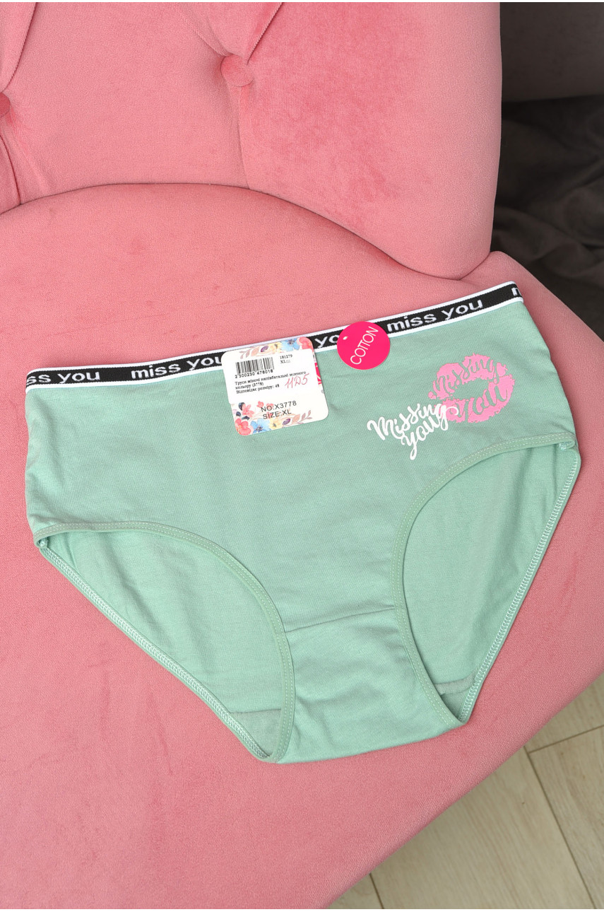 Труси жіночі напівбатальні зеленого кольору 3778 181279 Труси жіночі напівбатальні зеленого кольору 3778 181279