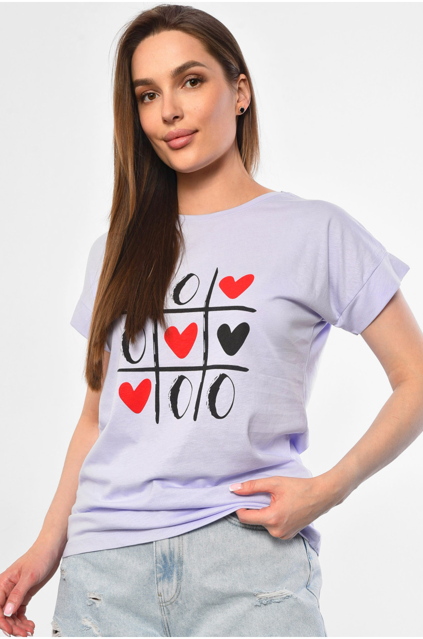 Футболка женская лавандового цвета 9112 181315 Футболка женская лавандового цвета 9112 181315