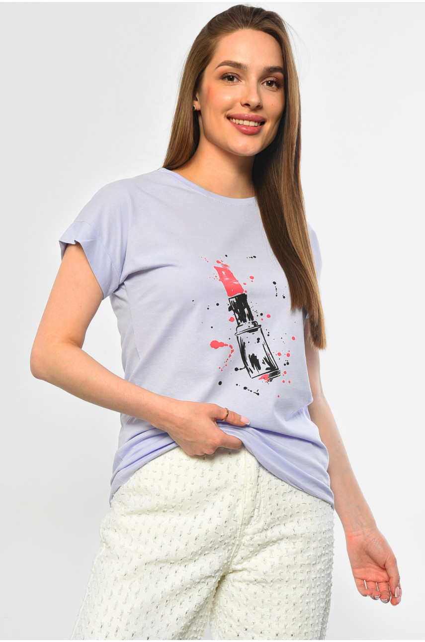 Футболка женская лавандового цвета 9112 181329 Футболка женская лавандового цвета 9112 181329