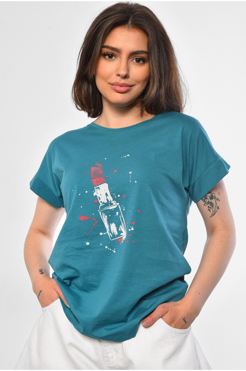 Футболка женская зеленого цвета 9112 181332 Футболка женская зеленого цвета 9112 181332